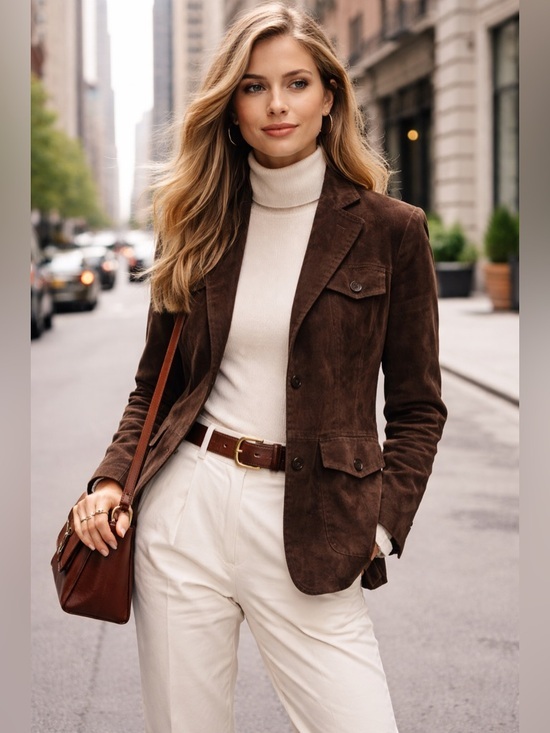 Cole Haan Jackets & Blazers - Cole Haan Brown Leather Jacket Blazer Style Size S Button Front Classic
